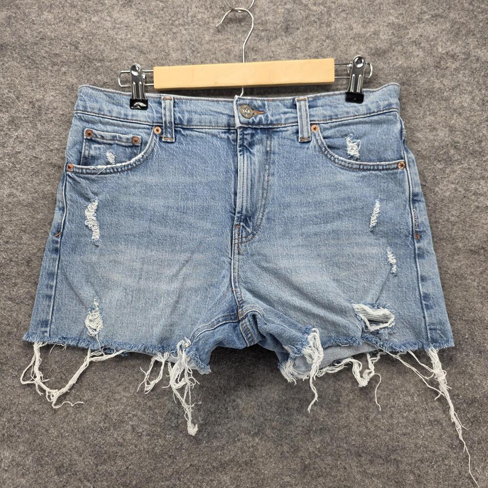 BDG Shorts Womens 28 Blue Cut-Off Denim 5-Pocket Fringe Distressed 3 Inseam